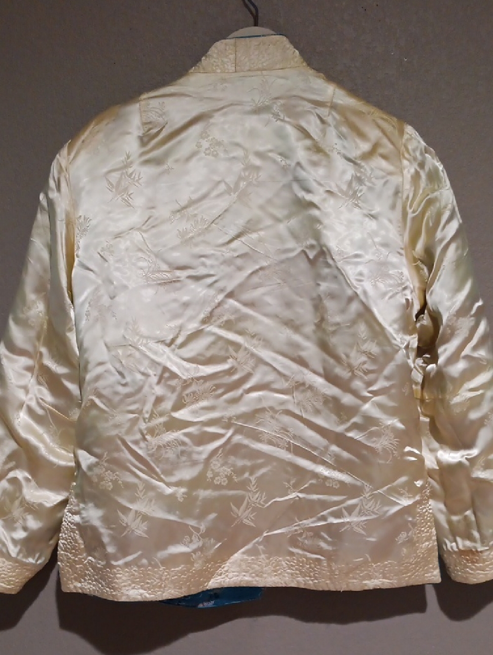 Feliz Squirrel Turquoise Floral Satin Reversible Jacket - Picture 10 of 13